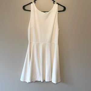 Francesca's White/Cream A-line Dress with Ruffle Back Line (Size M)